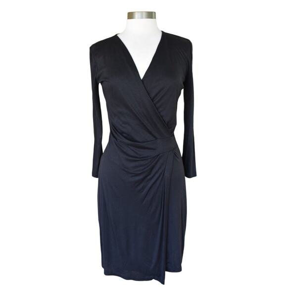 HUGO BOSS Black Jersey Faux Wrap Dress Long Sleeve - Picture 1 of 9